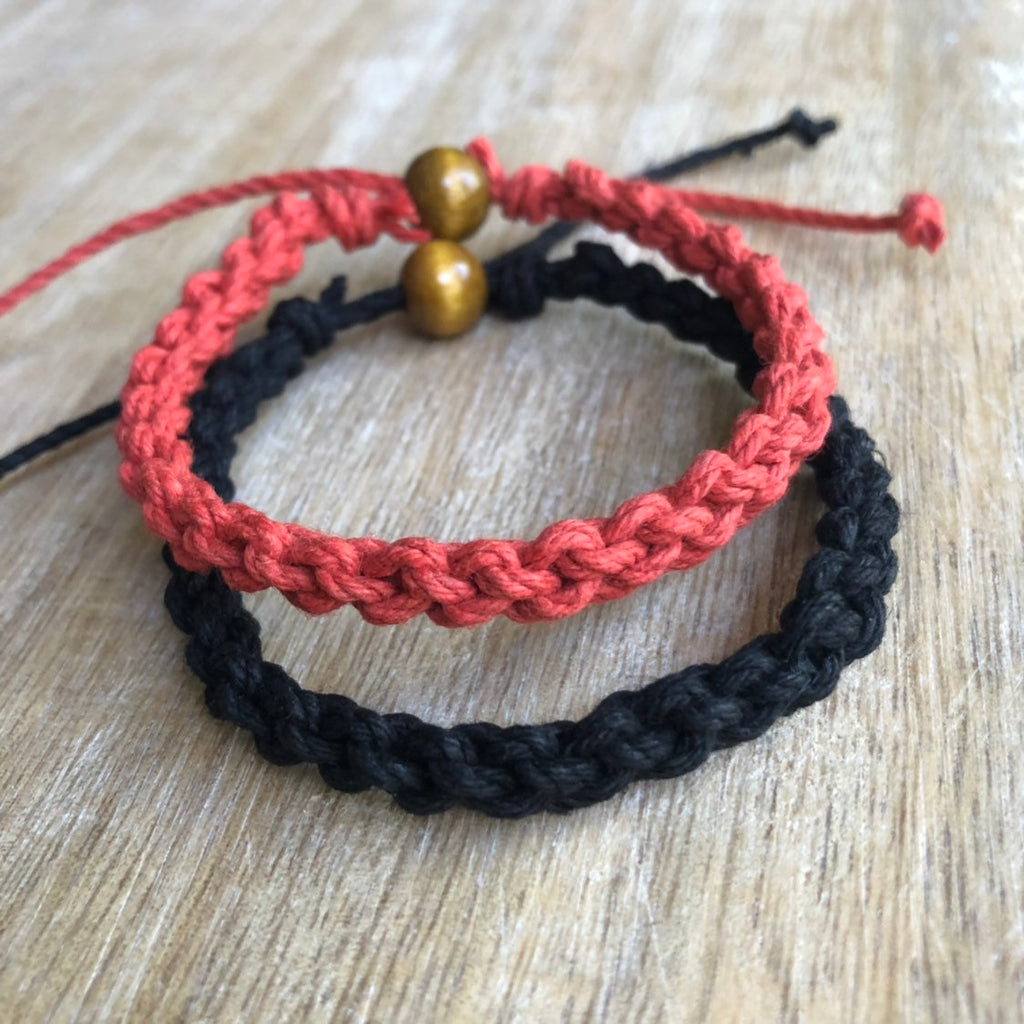 Destin Black and Red Hemp Bracelets - Fanfarria Handmade Jewelry