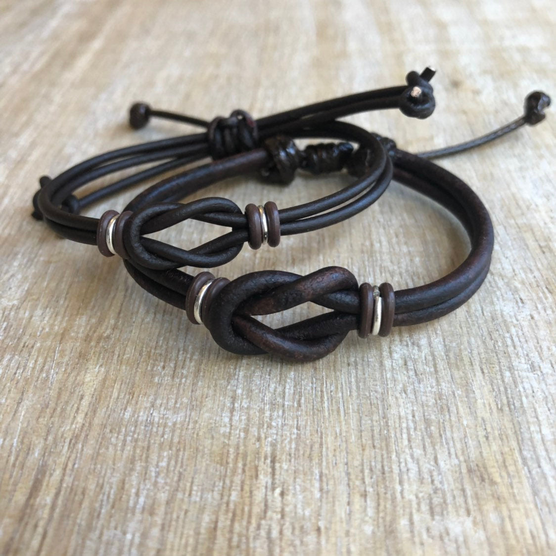 Nautical Knot Leather Couple Bracelets - Fanfarria Handmade Jewelry