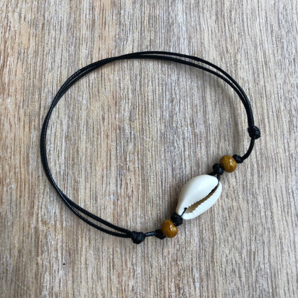 Cowrie Sea Shell Bead Anklet - Fanfarria Handmade Jewelry