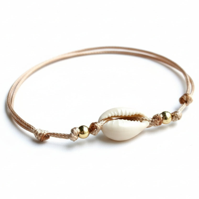 Cowrie Sea Shell Gold Anklet - Fanfarria Handmade Jewelry