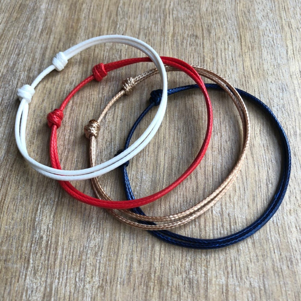 Biscayne Blue Red Gold & White Anklets Set of 4 - Fanfarria Handmade Jewelry
