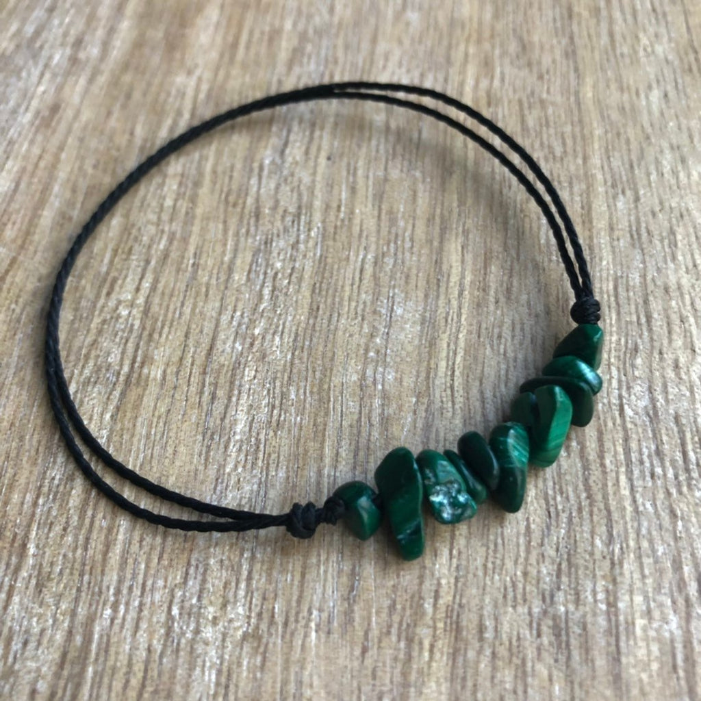 Green Bead Anklet Bracelet - Fanfarria Handmade Jewelry