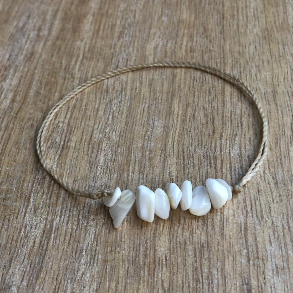 White Bead Anklet Bracelet - Fanfarria Handmade Jewelry