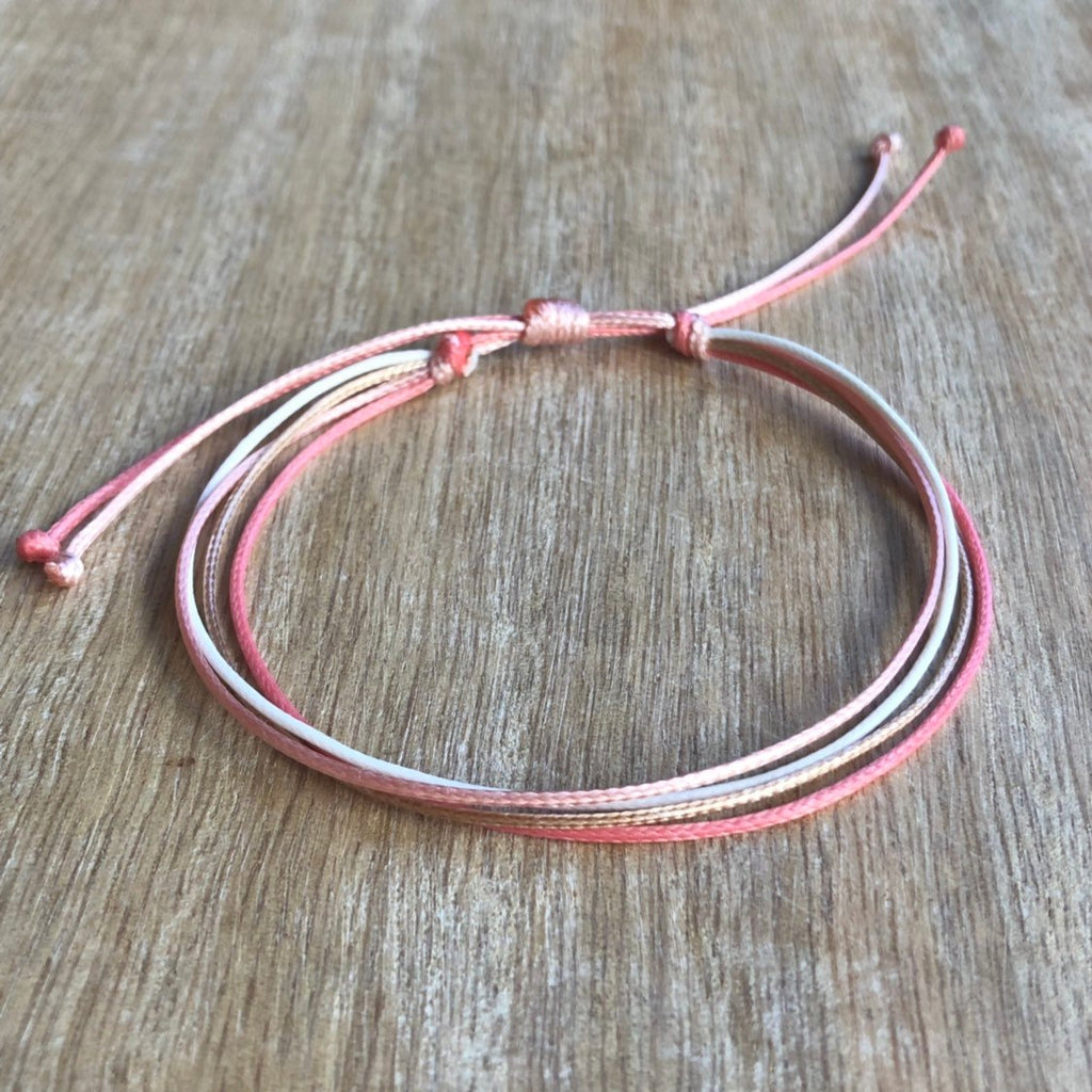Surfside Coral String Anklet - Fanfarria Handmade Jewelry