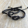 Nautical Knot Leather Couple Bracelets - Fanfarria Handmade Jewelry