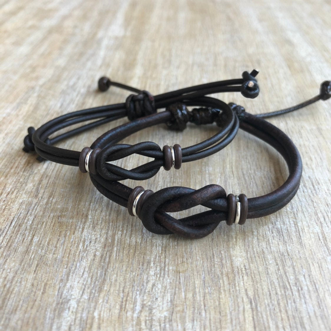 Nautical Knot Leather Couple Bracelets - Fanfarria Handmade Jewelry