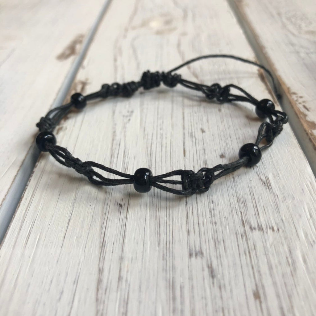 Clearwater Black Bead Black Anklet - Fanfarria Handmade Jewelry