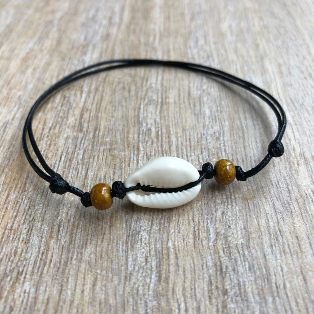 Cowrie Sea Shell Bead Anklet - Fanfarria Handmade Jewelry