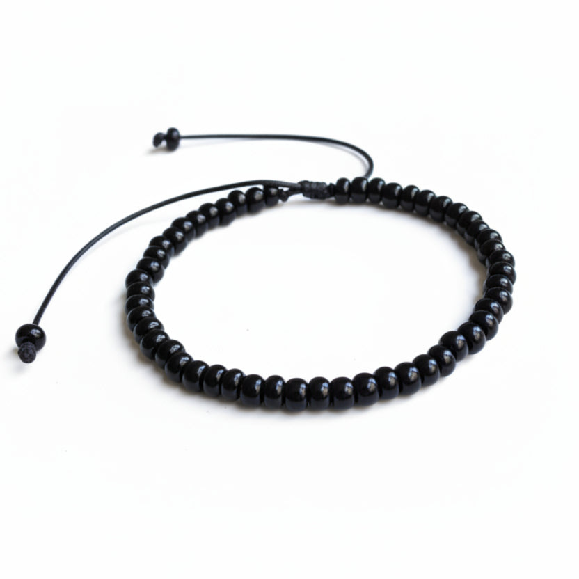 Caladesi, Black Beaded Bracelet Anklet, Man, Woman, Unisex WA001598