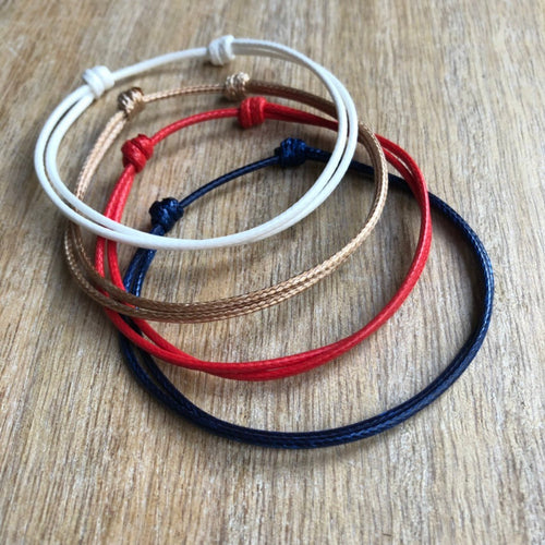 Biscayne Blue Red Gold & White Anklets Set of 4 - Fanfarria Handmade Jewelry