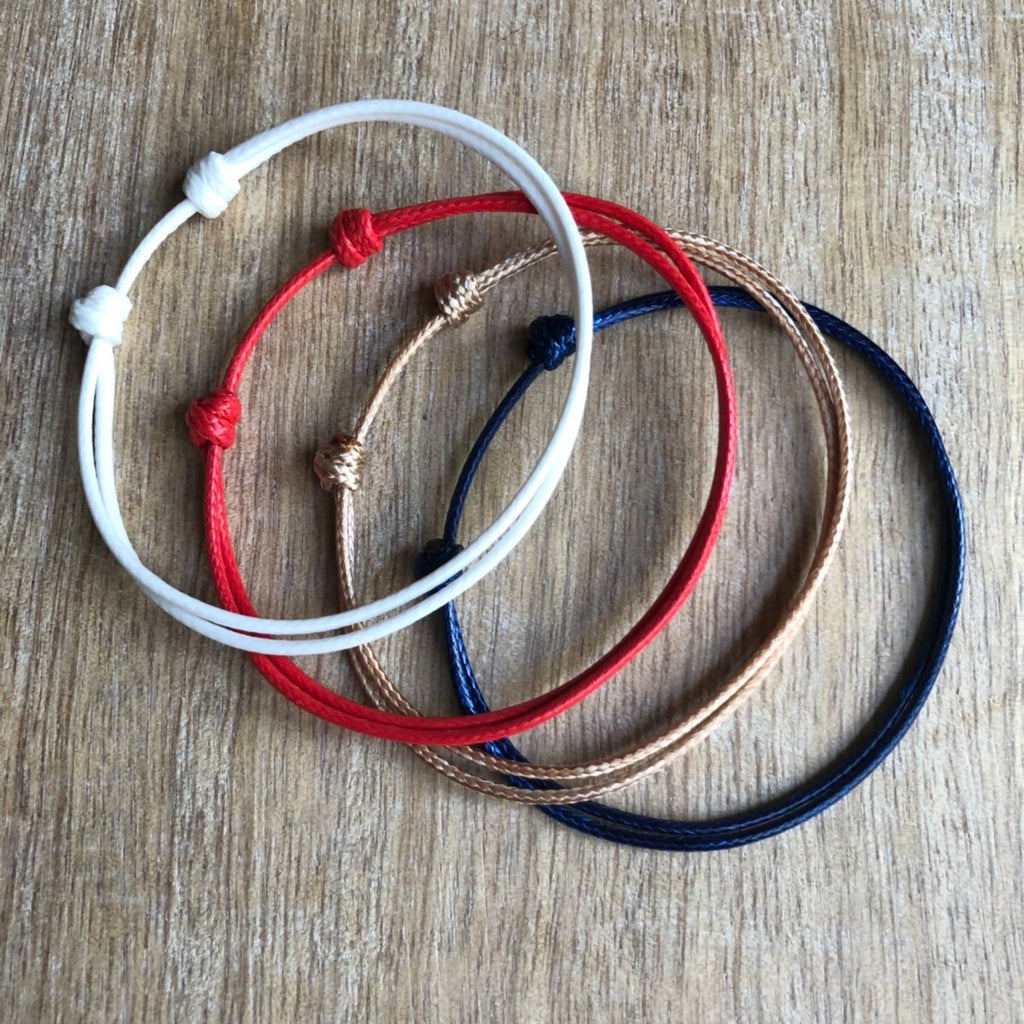 Biscayne Blue Red Gold & White Anklets Set of 4 - Fanfarria Handmade Jewelry
