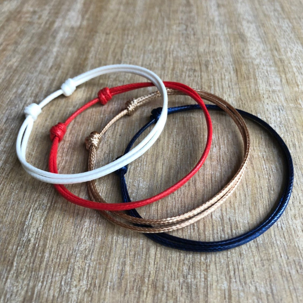 Biscayne Blue Red Gold & White Anklets Set of 4 - Fanfarria Handmade Jewelry