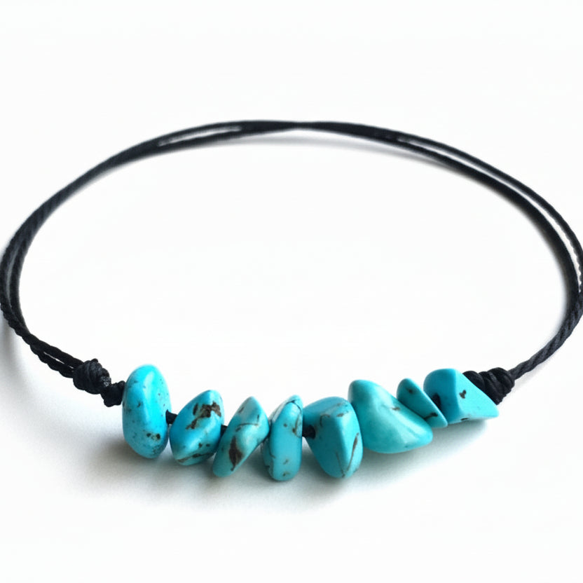 Turquoise Bead Anklet Bracelet - Fanfarria Handmade Jewelry