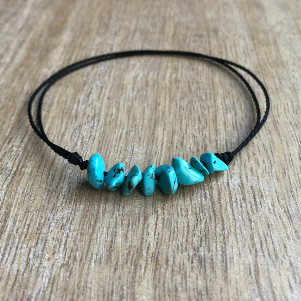 Turquoise Bead Anklet Bracelet - Fanfarria Handmade Jewelry