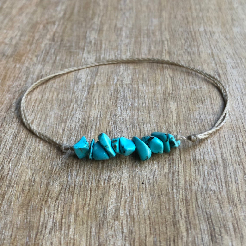 Turquoise Bead Anklet Bracelet - Fanfarria Handmade Jewelry