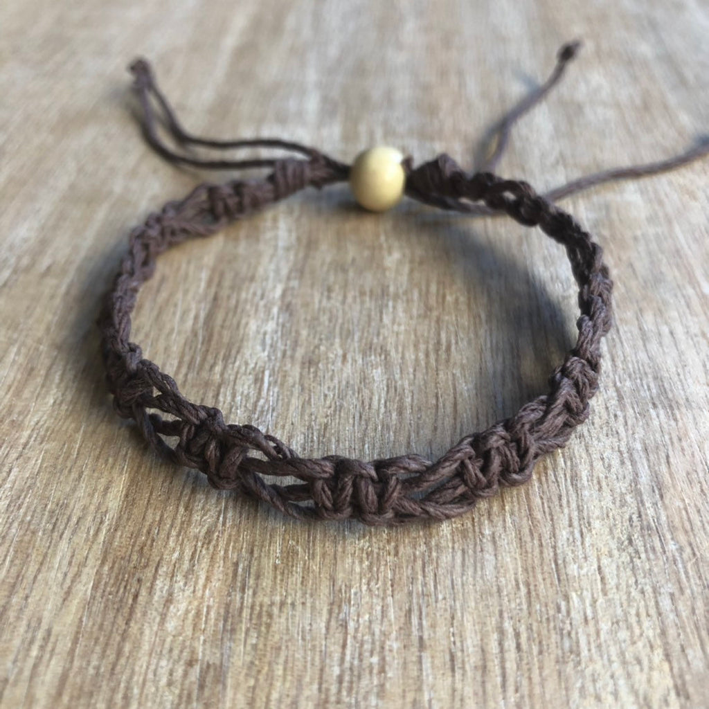 SoBe Brown Hemp Anklet - Fanfarria Handmade Jewelry