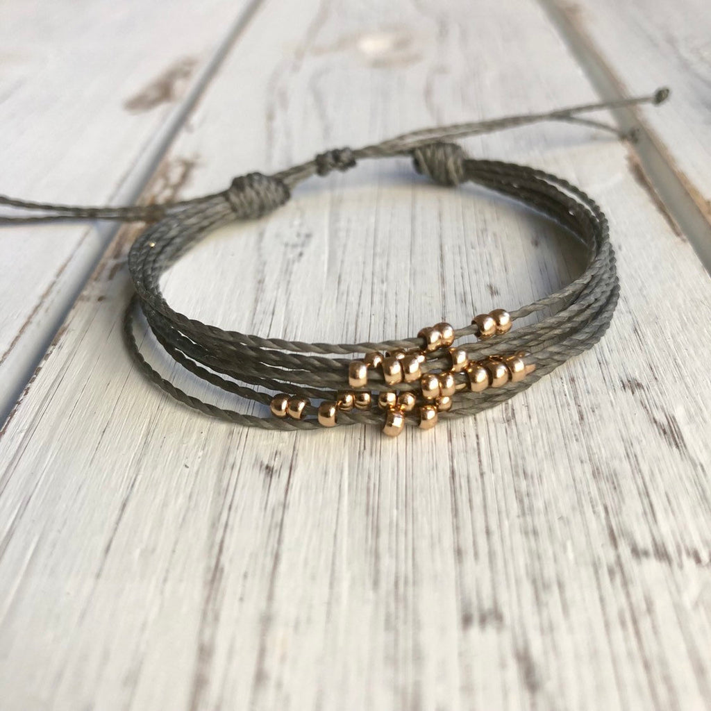 Rose Gold Bead Anklet Bracelet - Fanfarria Handmade Jewelry