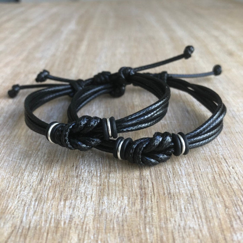 Initials Celtic Knot Black Couples Set - Fanfarria Handmade Jewelry