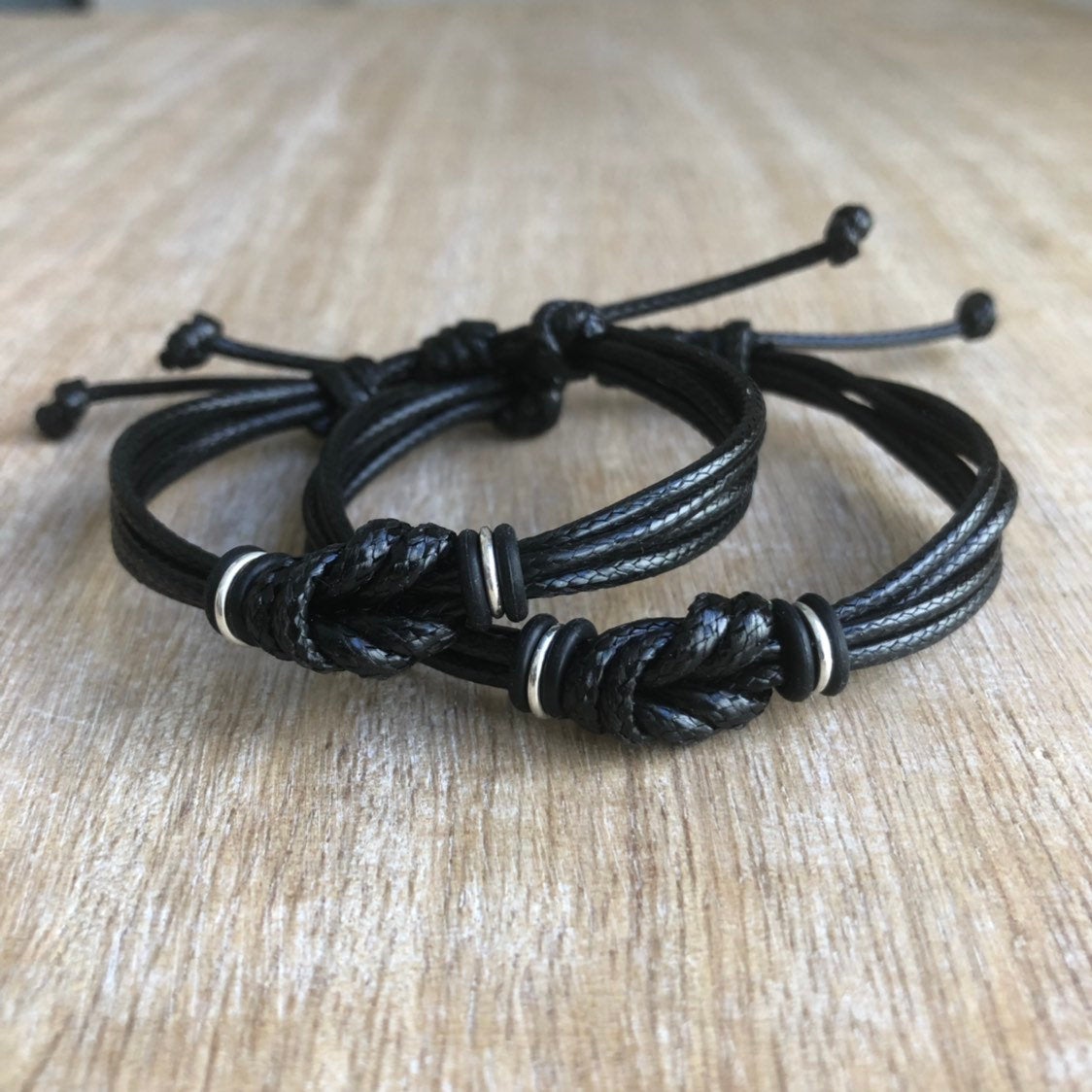 Initials Celtic Knot Black Couples Set - Fanfarria Handmade Jewelry
