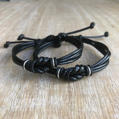 Initials Celtic Knot Black Couples Set - Fanfarria Handmade Jewelry
