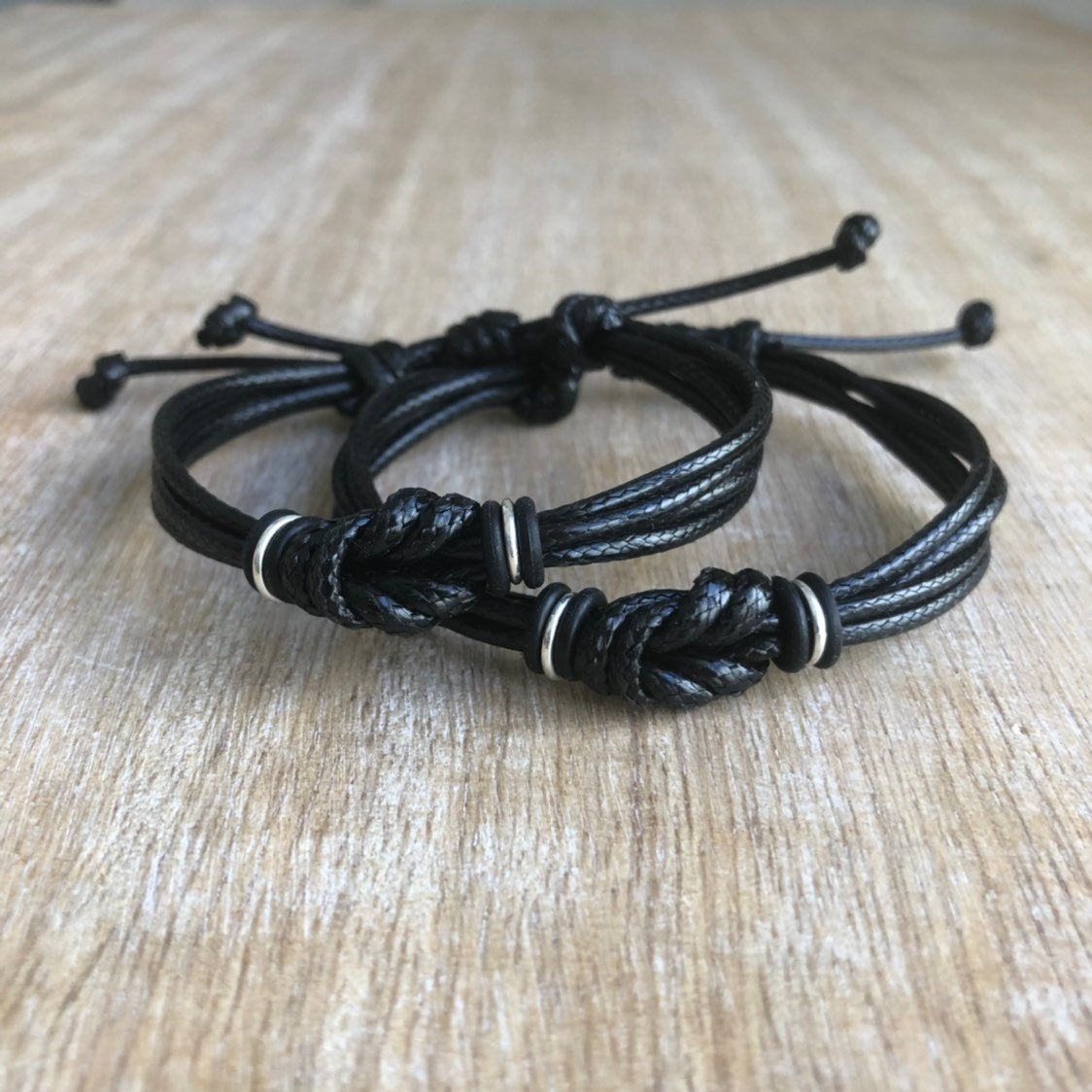 Initials Celtic Knot Black Couples Set - Fanfarria Handmade Jewelry