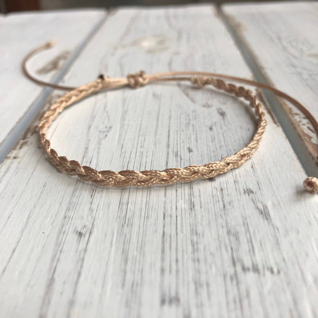 Gold Braided Anklet Bracelet - Fanfarria Handmade Jewelry