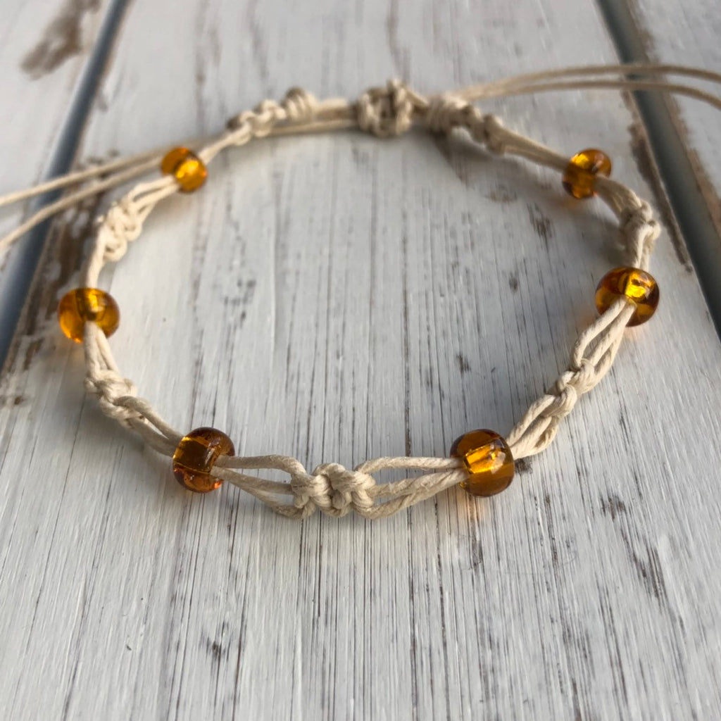 Clearwater Gold Bead Natural Anklet - Fanfarria Handmade Jewelry