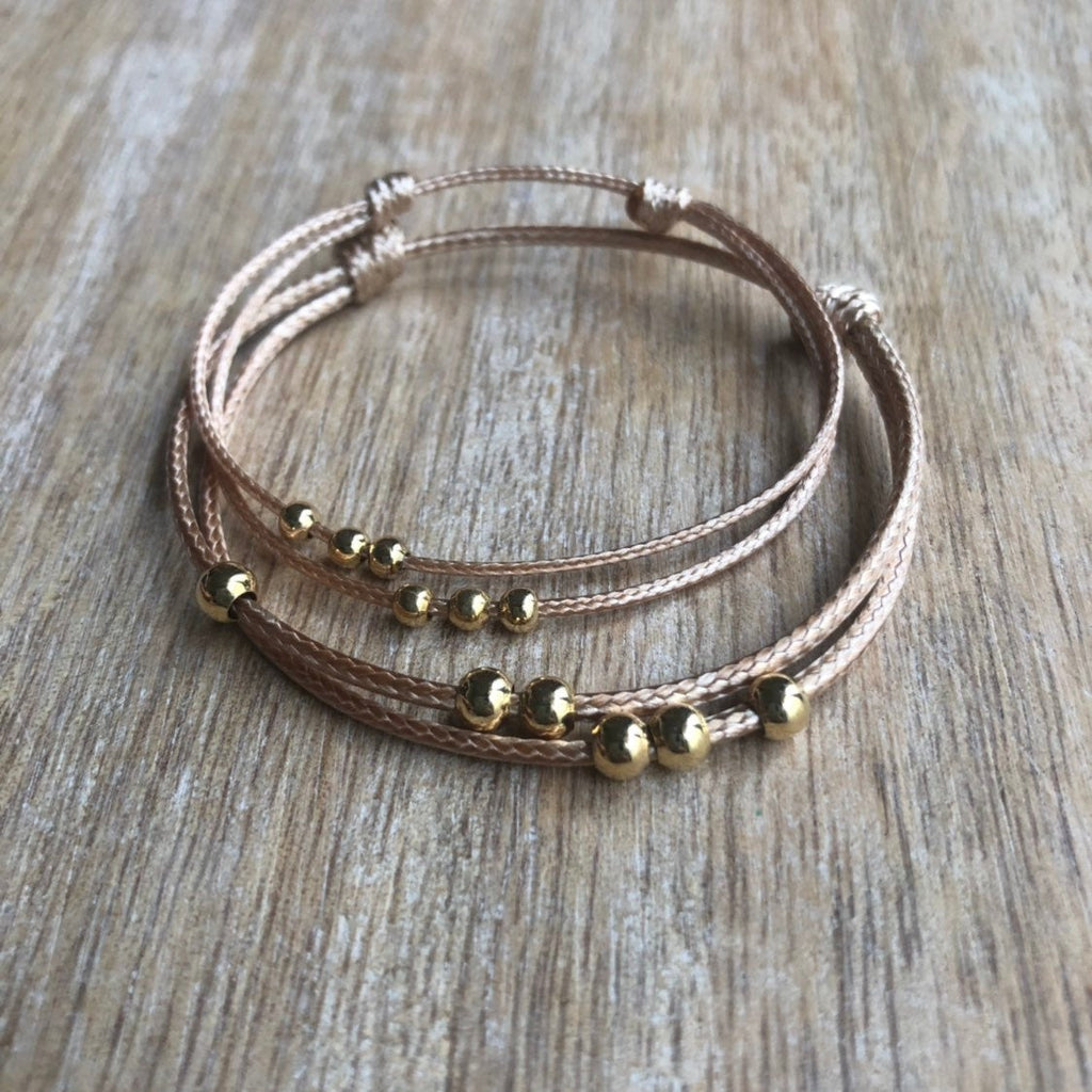 Sebring, Mommy and Me Gold Beaded Bracelets - Fanfarria Handmade Jewelry