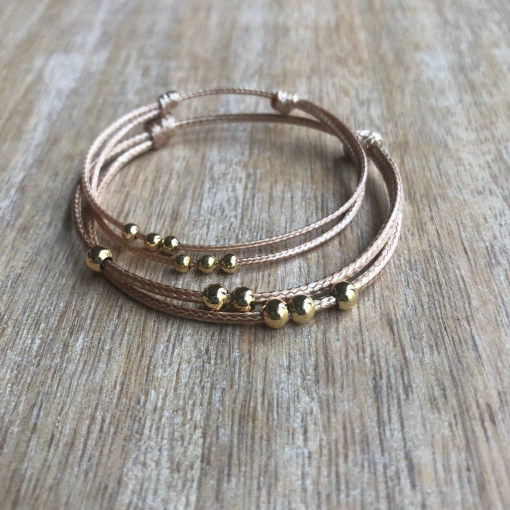 Sebring, Mommy and Me Gold Beaded Bracelets - Fanfarria Handmade Jewelry