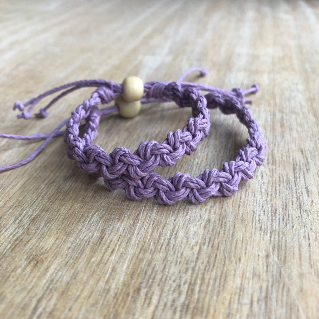 Shell Key Purple Mommy and Me Hemp Bracelets - Fanfarria Handmade Jewelry