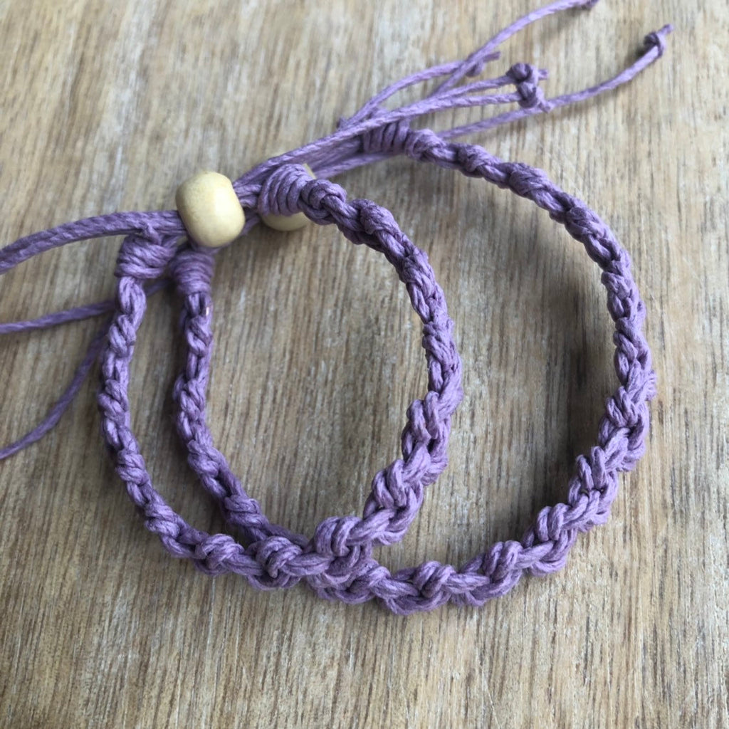 Shell Key Purple Mommy and Me Hemp Bracelets - Fanfarria Handmade Jewelry