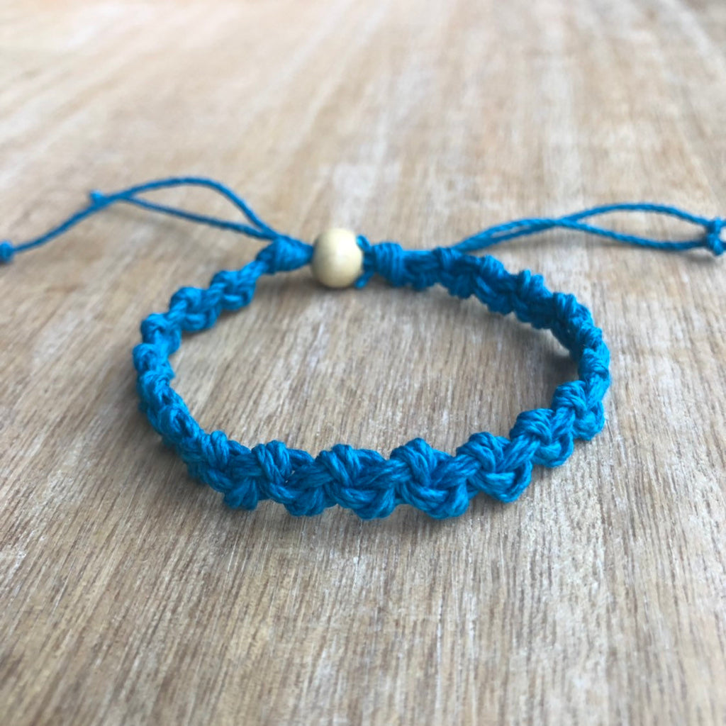 Shell Key Turquoise Blue Hemp Anklet - Fanfarria Handmade Jewelry
