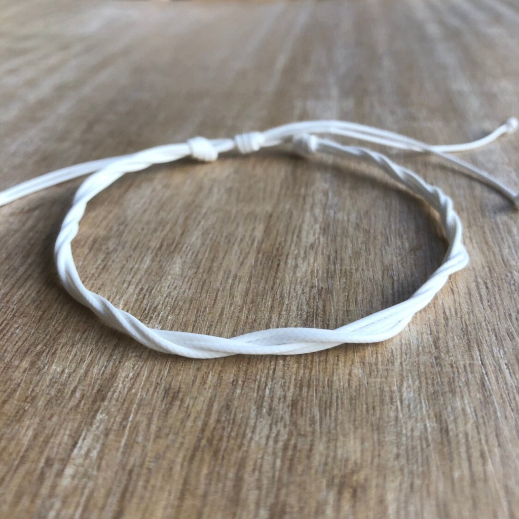 Boardwalk White Anklet, Waterproof, Adjustable