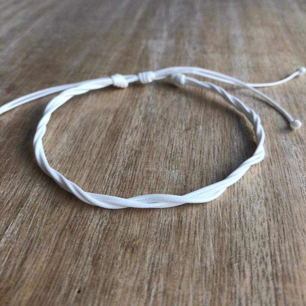 Boardwalk White Anklet, Waterproof, Adjustable