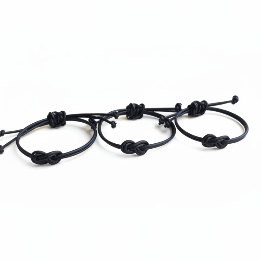 Family Bracelets Black Leather Matching Bracelets - Fanfarria Handmade Jewelry
