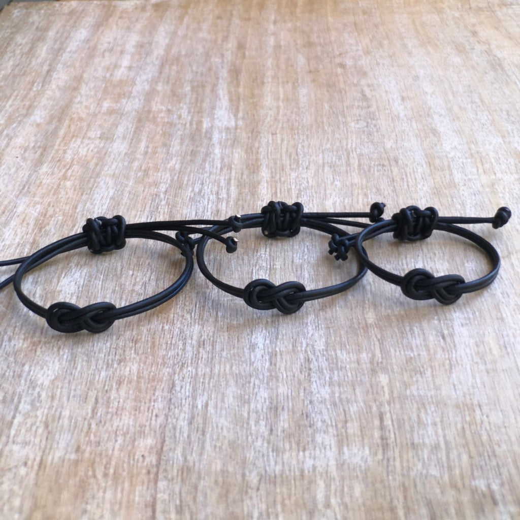 Family Bracelets Black Leather Matching Bracelets - Fanfarria Handmade Jewelry