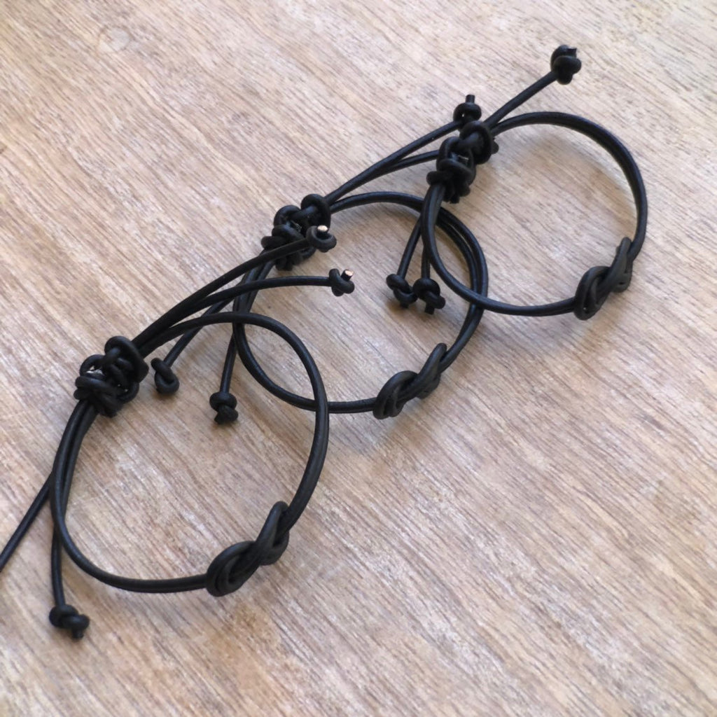 Family Bracelets Black Leather Matching Bracelets - Fanfarria Handmade Jewelry