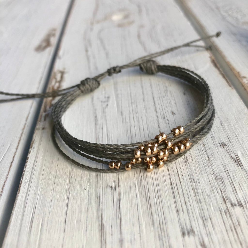 Rose Gold Bead Anklet Bracelet - Fanfarria Handmade Jewelry
