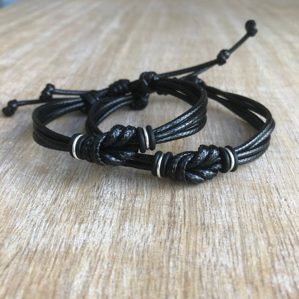 Initials Celtic Knot Black Couples Set - Fanfarria Handmade Jewelry