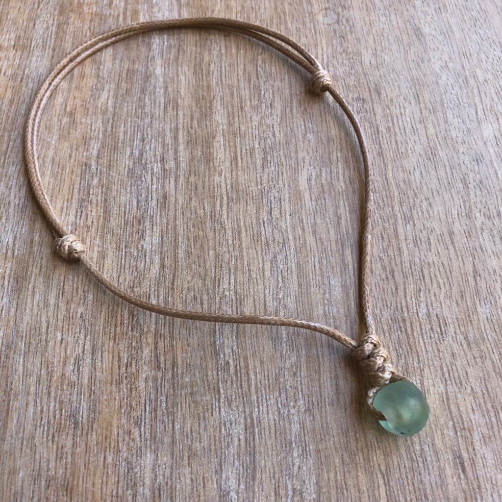 Sea Glass Necklace Adjustable Waterproof Women Men - Fanfarria Handmade Jewelry