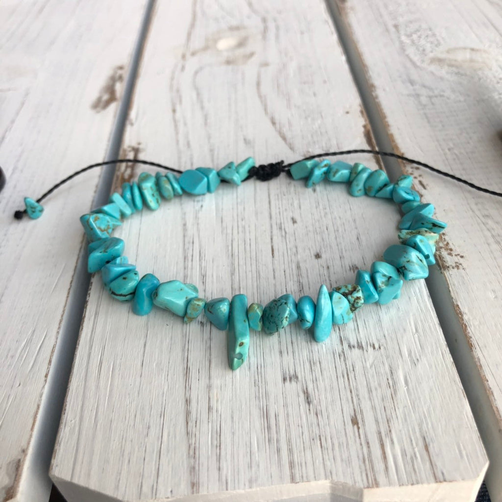 Turquoise Beads Anklet Bracelet - Fanfarria Handmade Jewelry