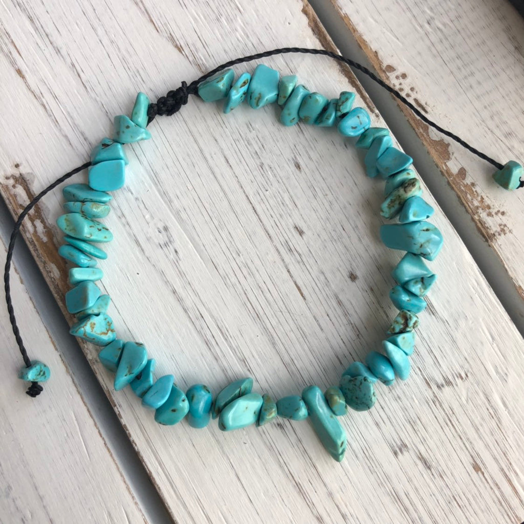 Turquoise Beads Anklet Bracelet - Fanfarria Handmade Jewelry