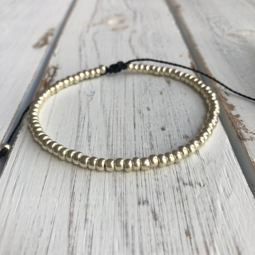Caladesi Silver Bead Bracelet Anklet - Fanfarria Handmade Jewelry