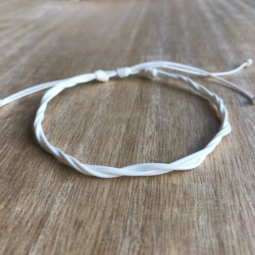 Boardwalk White Anklet, Waterproof, Adjustable