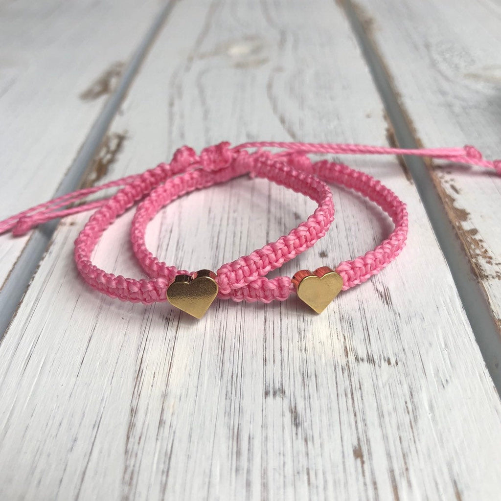 Heart Mommy and Me Pink Bracelets - Fanfarria Handmade Jewelry