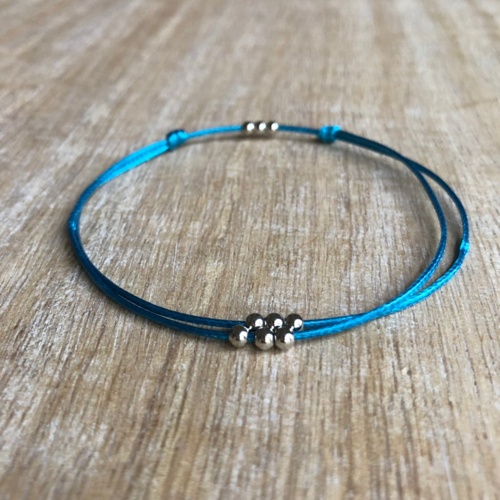 Amelia Teal Silver Beads Anklet Bracelet - Fanfarria Handmade Jewelry