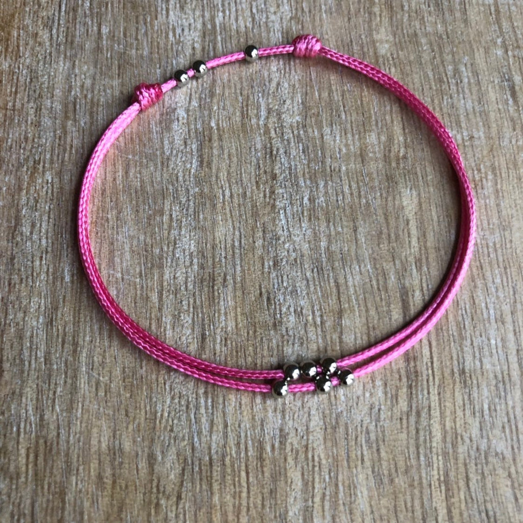 Amelia Hot Pink Bead Anklet - Fanfarria Handmade Jewelry