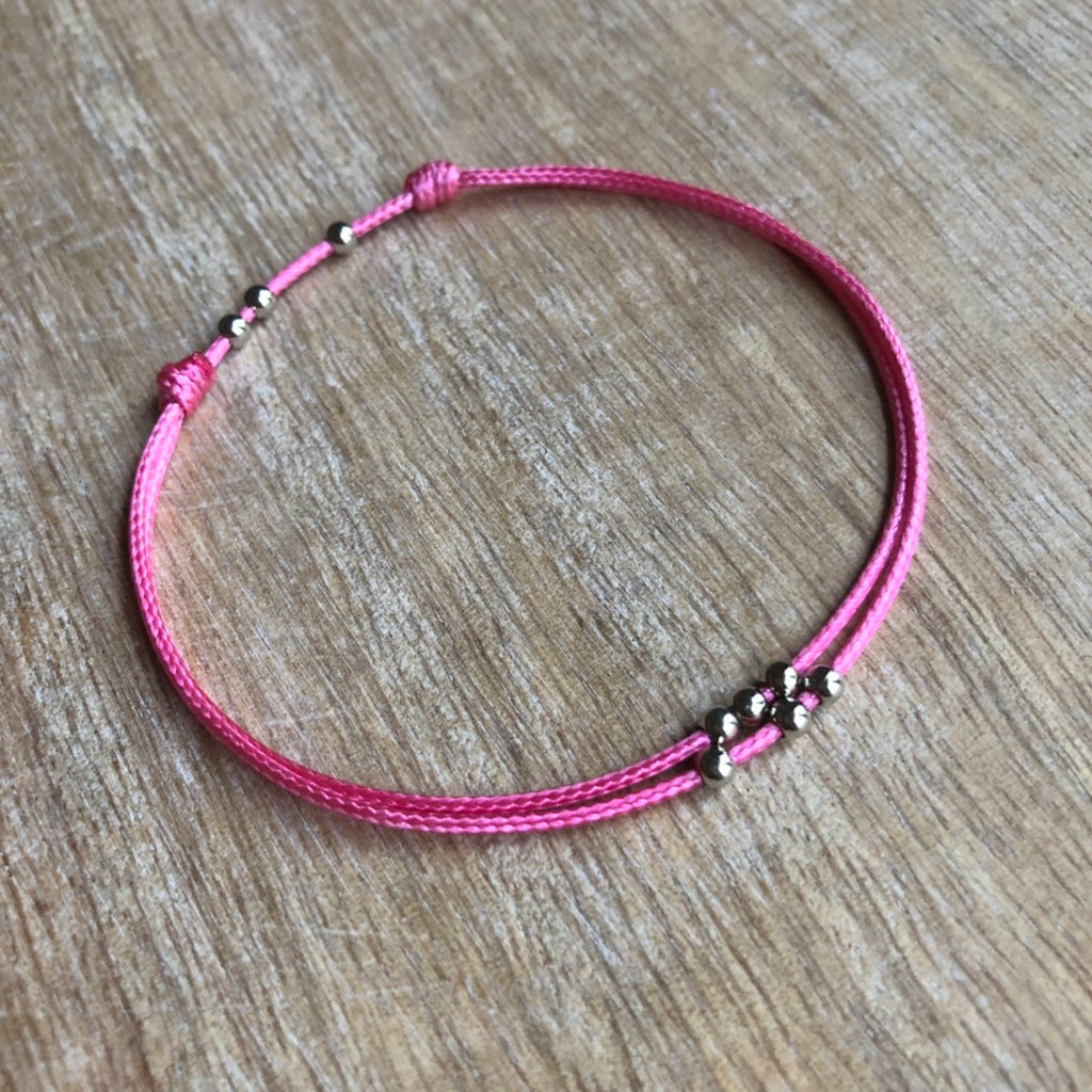 Amelia Hot Pink Bead Anklet - Fanfarria Handmade Jewelry