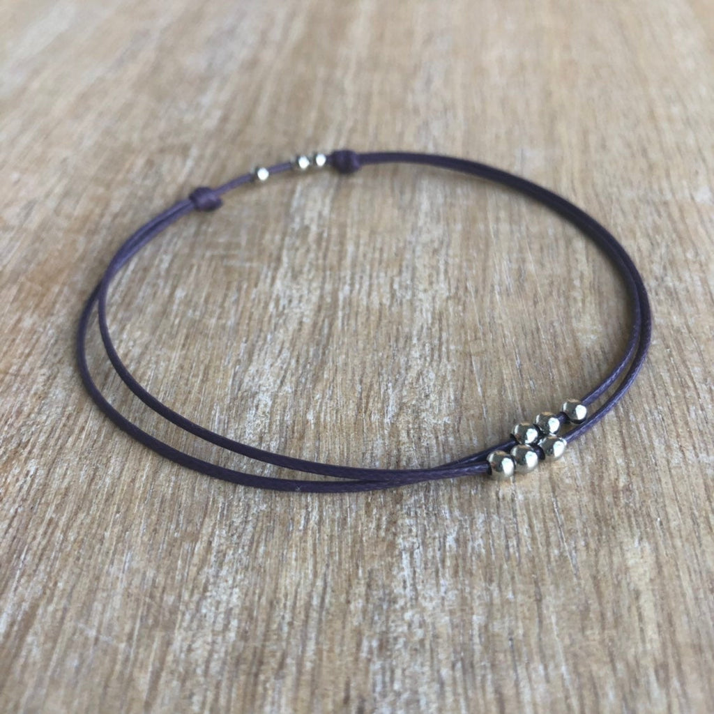 Amelia Purple Bead Bracelet Anklet - Fanfarria Handmade Jewelry