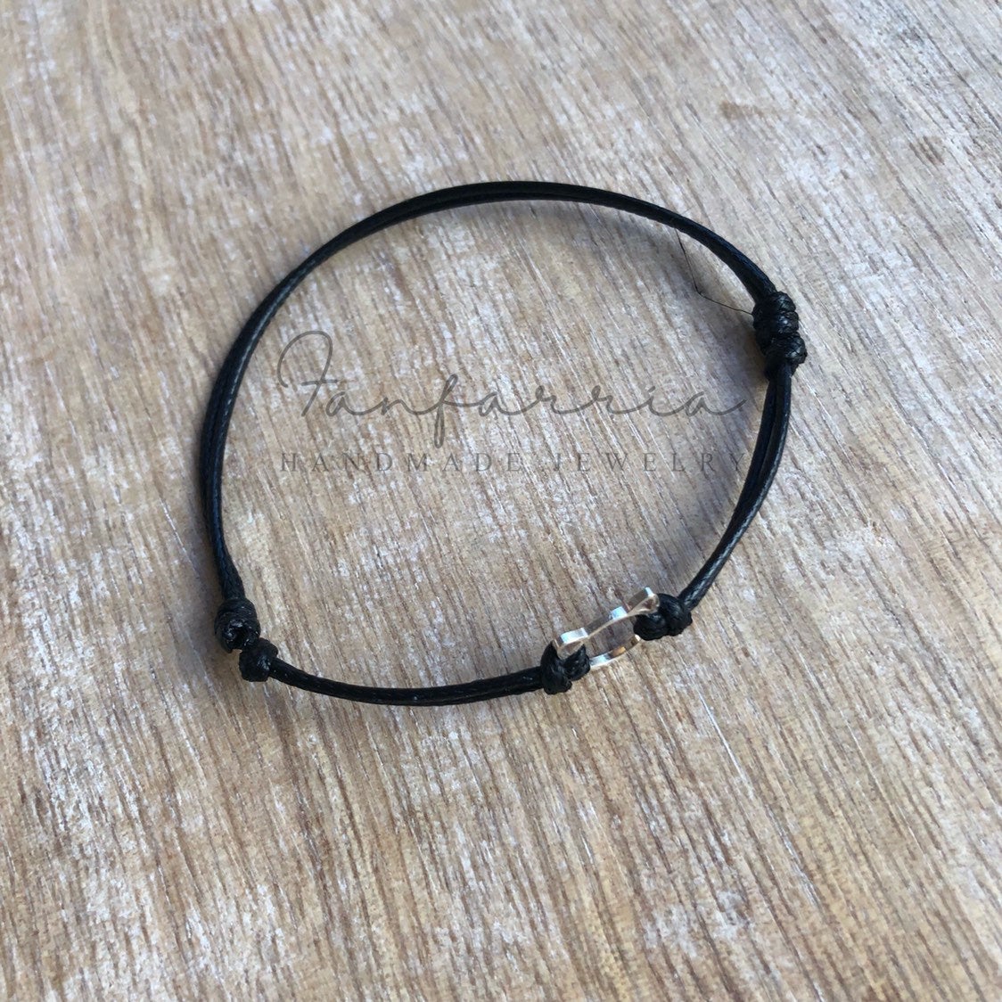 Sterling Silver Cat Black Bracelet - Fanfarria Handmade Jewelry